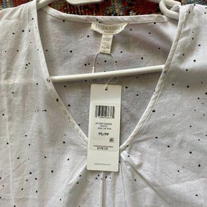 EILEEN FISHER White V-neck Caftan Dress